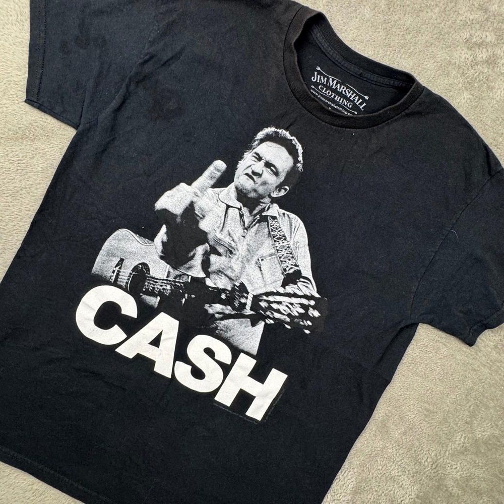 Jim Marshall Johnny Cash T Shirt Mens L Black Excellent San Quentin Graphic Tee